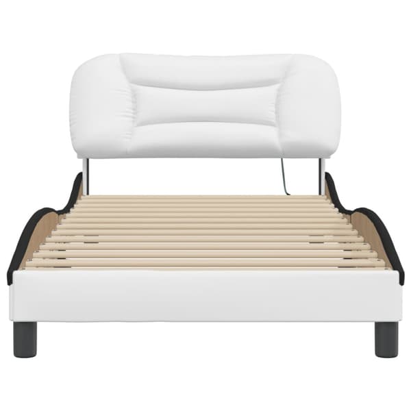 Bed Frame with LED without Mattress "Hvar" White and Black 100x200 cm
