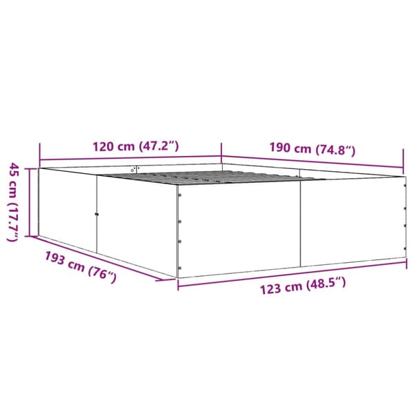 Sängram vit 120x190 cm konstruerat trä