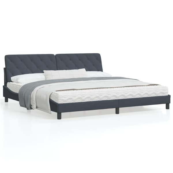 Bed Frame with LED without Mattress Dark Grey 200x200 cm Velvet