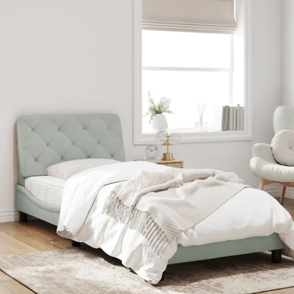 Bed Frame without Mattress Light Grey 90x190 cm Velvet