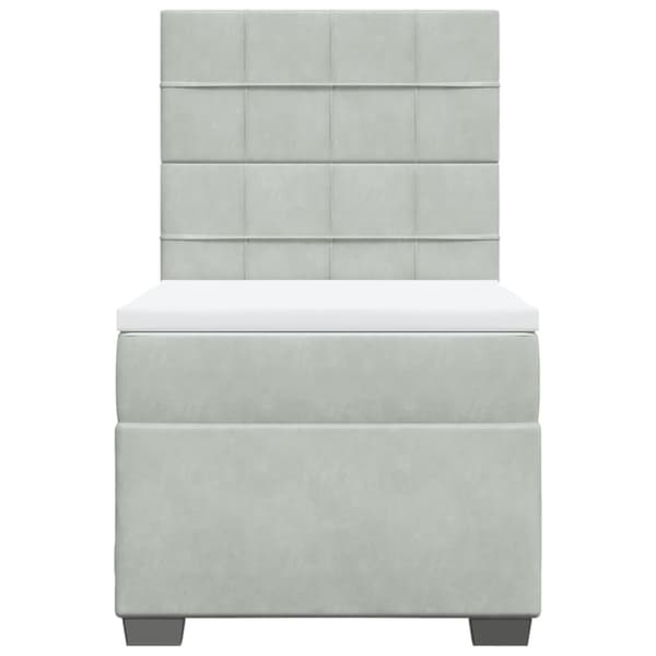Ramsäng med madrass ljusgrå 90x200 cm sammet