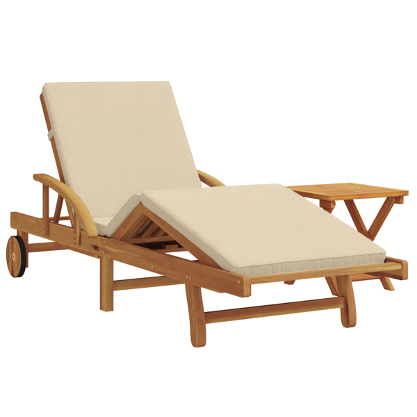 Solstol 2 st Massivt Akaciaträ Beige