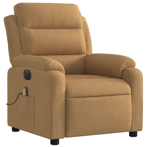 Elektrisk massagefåtölj brun sammet
