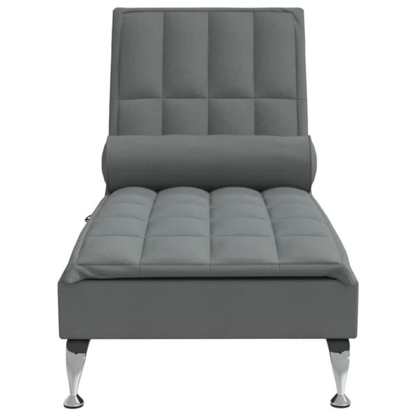 Massageschäslong med bolster mörkgrå tyg