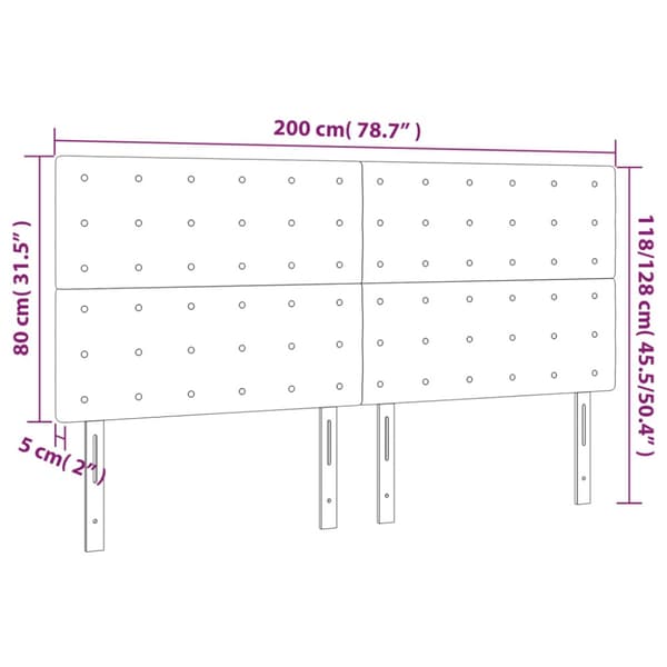 Sänggavel LED mörkgrå 200x5x118/128 cm sammet