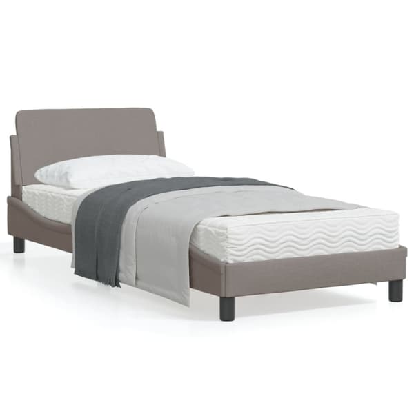 Bed Frame with Headboard "Dover" Taupe 90x190 cm Fabric