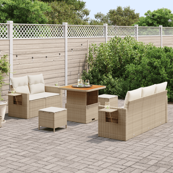 Trädgårdsoffset 10 pcs Beige och gräddfärgad konstrotting