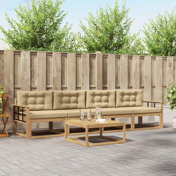 Utomhussoffset med kudde 4 pcs Vit och Beige