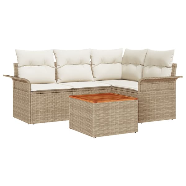Trädgårdsoffset 5 st 4-Antal sittplatser Beige och gräddfärgad