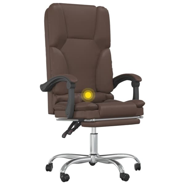 Kontorsstol med massage brun konstläder