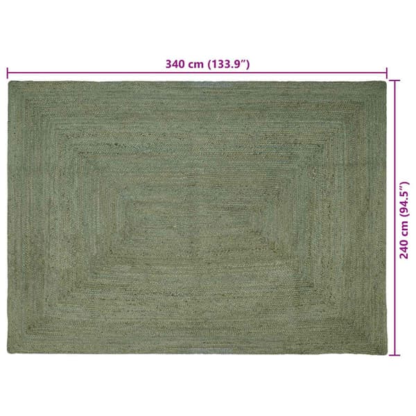 Områdesmattor Rektangulär Olivgrön 240 x 340 cm Jute