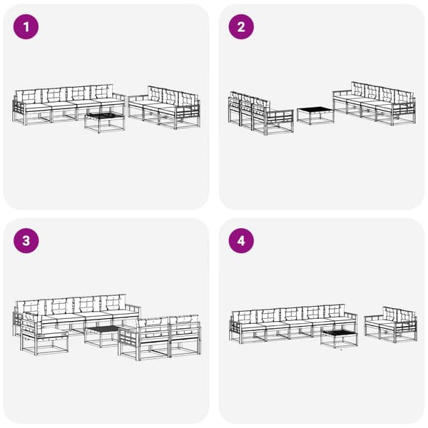 Utomhussoffset med kudde 7 pcs Vit och grädde