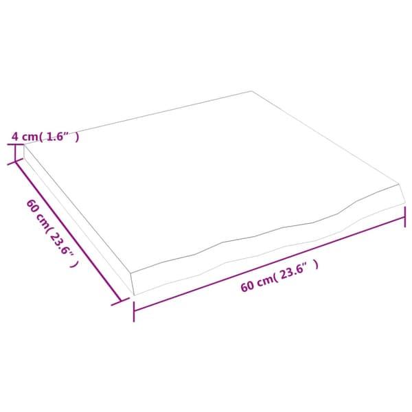 Hyllplan 60x60x(2-4) cm obehandlad massiv ek