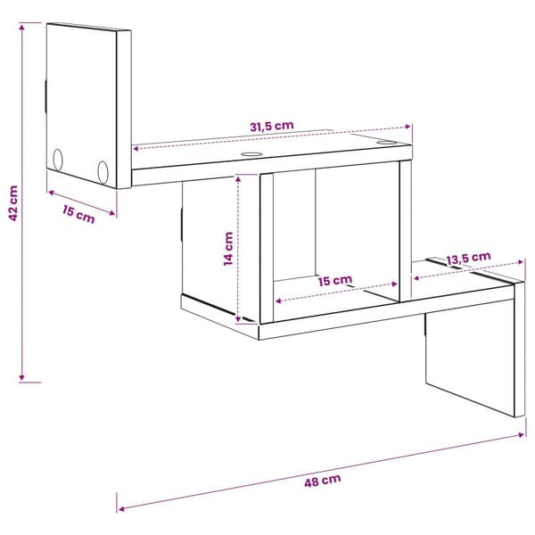 Vägg hylla Vit 48 x 15 x 42 cm Konstruerat trä