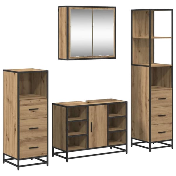 Badrumsmöbelset med låda 4 pcs Artisan Ek Konstruerat trä