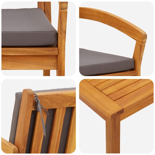 Bistroset med kudde 5 pcs Brun Polyester