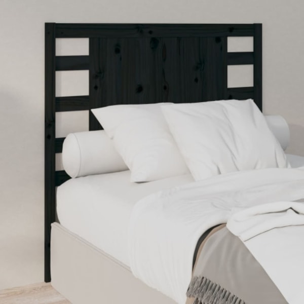 Sänggavel svart 96x4x100 cm massiv furu