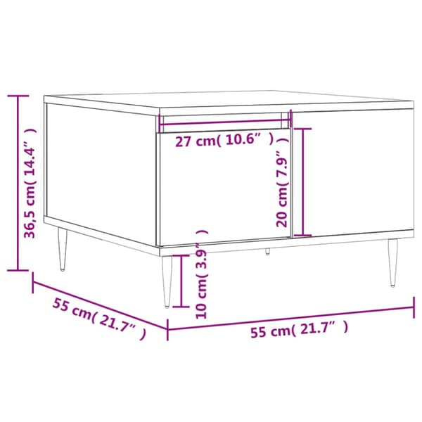 Soffbord vit 55x55x36,5 cm konstruerat trä