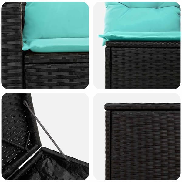 Soffset 7 pcs Svart och blå Poly Rattan och stål