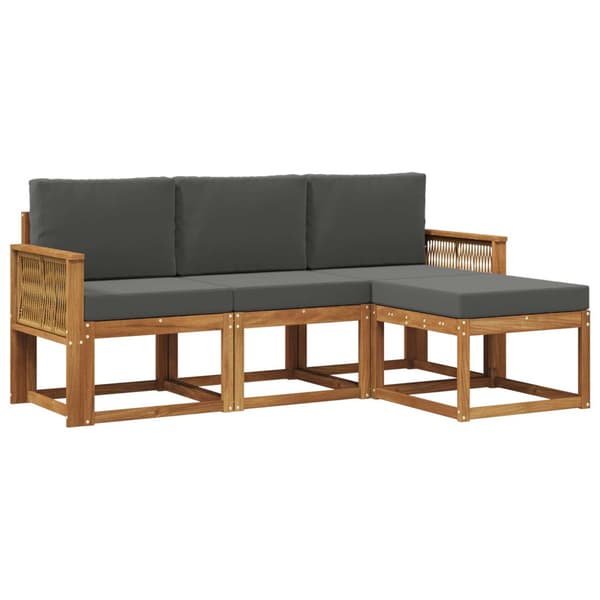 Utomhussoffset med kudde 4 pcs Naturlig och Antracit Polyester