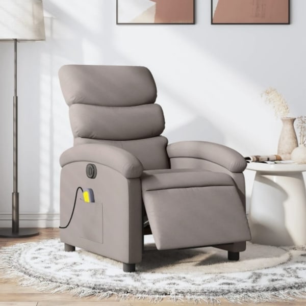 Elektrisk massagefåtölj taupe tyg