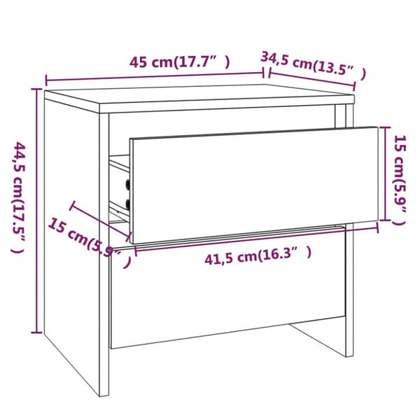 Sängbord vit 45x34,5x44,5 cm konstruerat trä