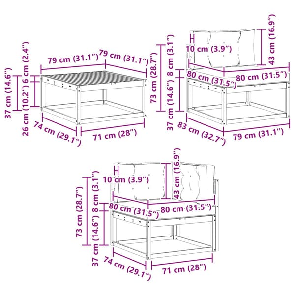 Utomhussoffset 7 pcs Vit och Beige 79 x 79 x 37 cm Polyester