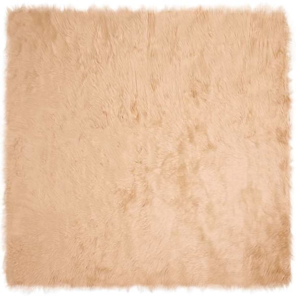 Fuskfäll matta TAFALLA Beige 200 x 200 cm Polyester