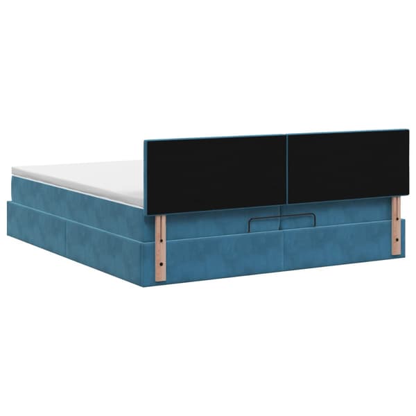 Ottoman-säng med madrass och LED Mörkblå 200 x 200 cm Sammet