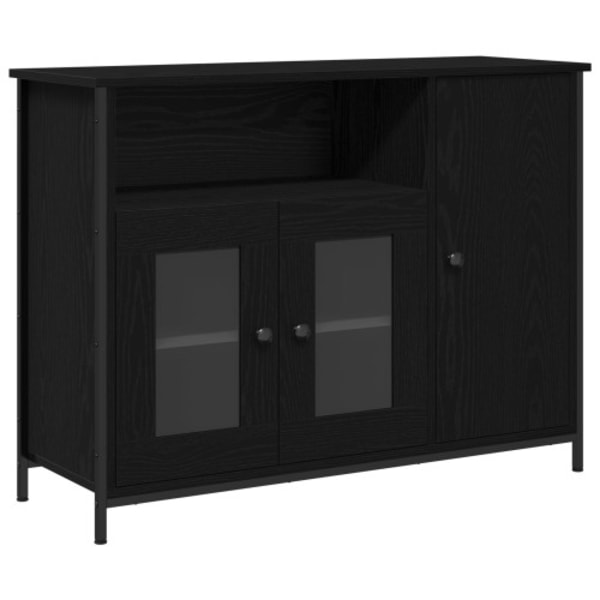 Sideboard Svart Ek 100x35x75 cm Konstruerat Trä