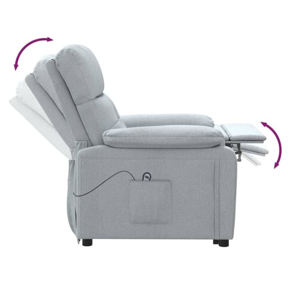 Elektrisk reclinerfåtölj ljusgrå tyg