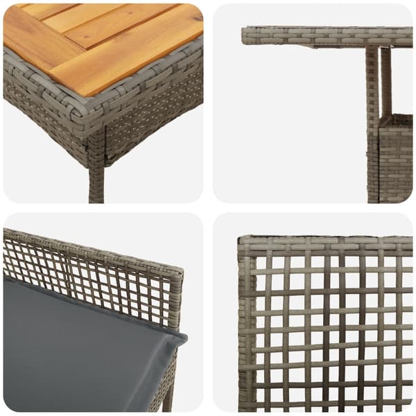 Trädgårdsmöbelset 3 pcs Grå konstrotting