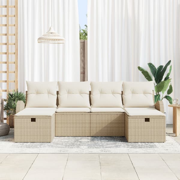 Trädgårdsoffset 6 st Beige konstrotting