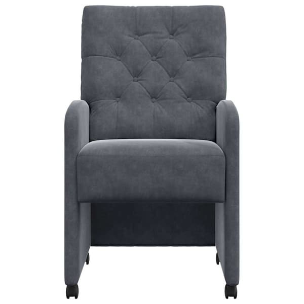 Matstolar med hjul 2 pcs Mörkgrå 58 x 67 x 97 cm Sammet