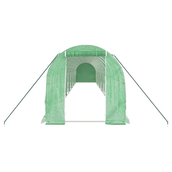Växthus med stålram grön 28 m² 14x2x2 m