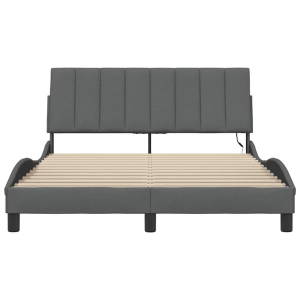 Bed Frame without Mattress "Hanko" Dark Grey 140x190cm Fabric