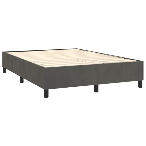 Ramsäng med madrass mörkgrå 140x190 cm sammet