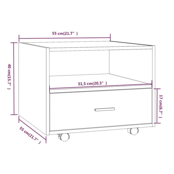 Soffbord sonoma-ek 55x55x40 cm konstruerat trä