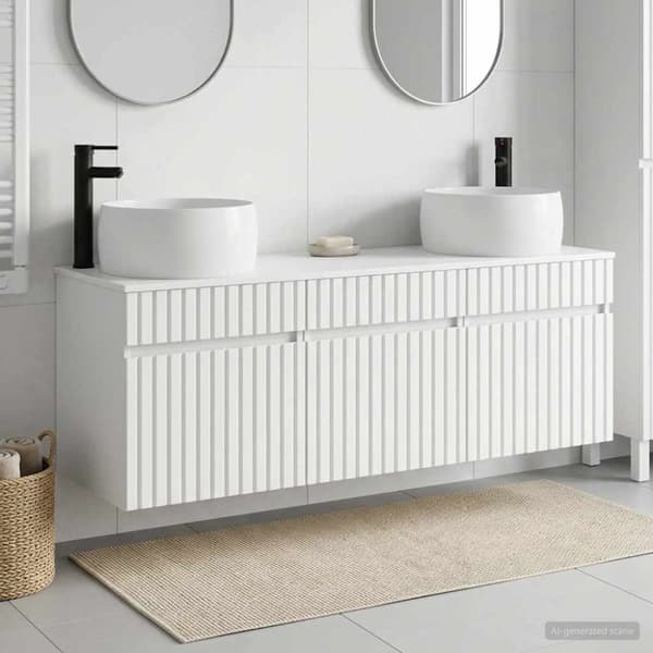Badrumsskåpsset 3 st Vit högglans 49 x 44,5 x 66 cm