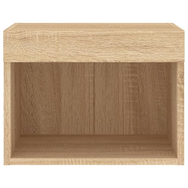 Väggmonterade sängbord med LED-lampor 2 st sonoma-ek
