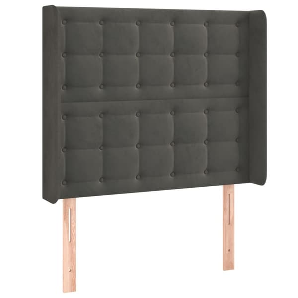 Ramsäng med madrass & LED mörkgrå 90x190 cm sammet