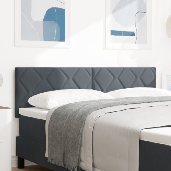 LED Huvudgavel Diamantblock Design Mörkgrå 160 cm Sammet