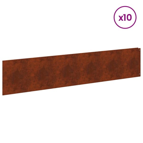 Kant för gräsmatta 10 pcs 100 x 22 cm Stål Rostig