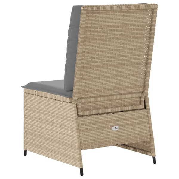 Ställbar fåtölj med dynor beige konstrotting