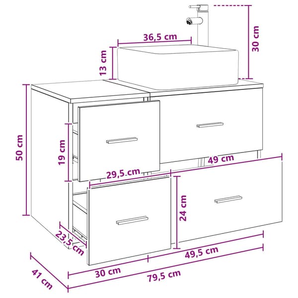 Badrumsmöbelset 2 pcs Sonoma-ek Konstruerat trä