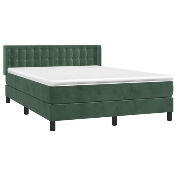 Ramsäng med madrass mörkgrön 140x190 cm sammet