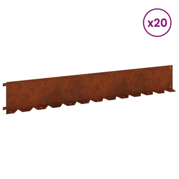 Kant för gräsmatta 20 pcs 102 x 15 x 4 cm Stål Rostig