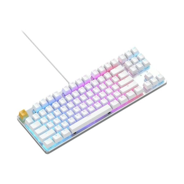 Glorious GMMK The White Ice Edition - tangentbord - utan numerisk knappsats - QWERTY - amerikansk - white cap, matt silver Inmatningsenhet Silver, Vit