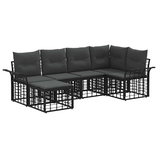 Utomhussoffset 6 pcs Svart och Mörkgrå Polyester