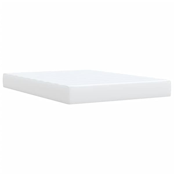 Ramsäng med madrass vit 140x190 cm konstläder